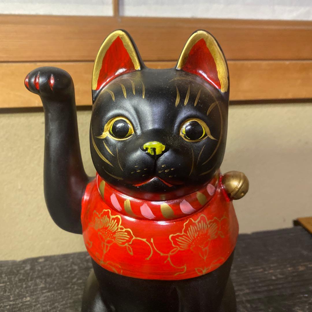 専用　黒招き猫置物　約25cm14cm