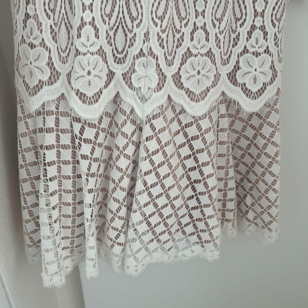 Tadashi Shoji タダシショージ　ホワイトレースワンピースドレス長袖6