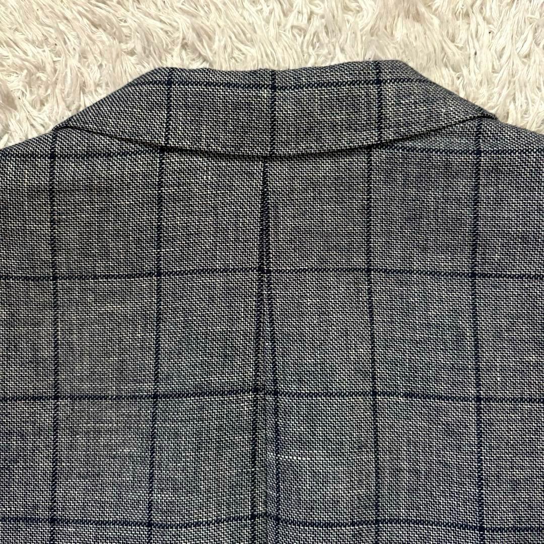 ★麻混合 XL★   ウィンドウペンチェック グレー