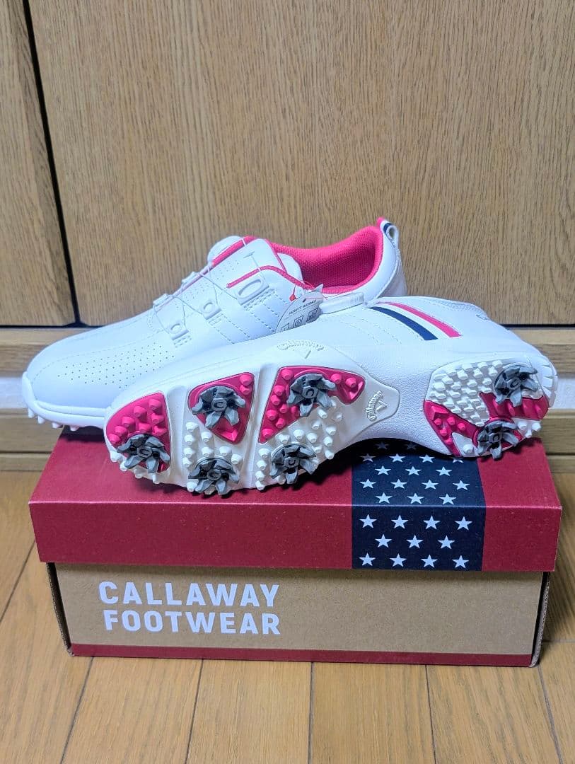 【新品未使用】◆Callaway ゴルフシューズ 24cm ホワイト/ピンク