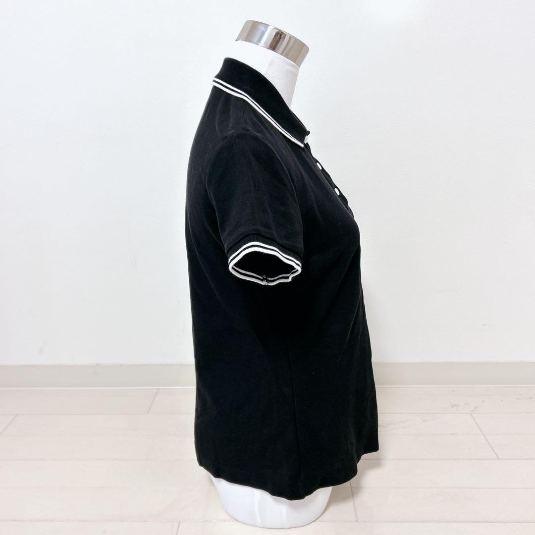 【美品】MONCLER ライン ポロシャツ ロゴ ワッペン 半袖 ブラック
