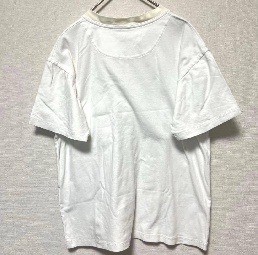 エルメス　半袖Tシャツ　Vネック　刺繍　白　Sサイズ　34 ポケット