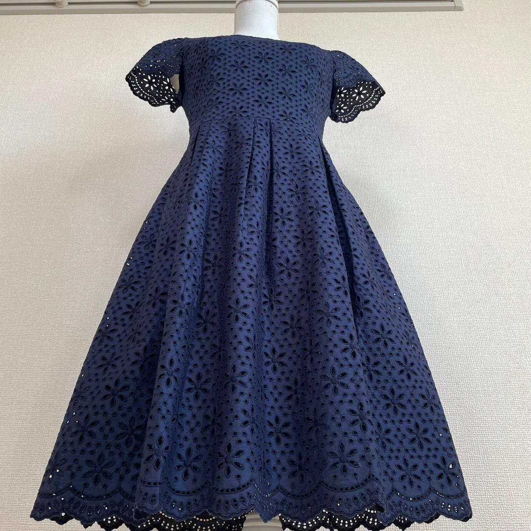 新品 エムズグレイシー M's GRACY 濃紺 ワンピース 38 日本製 春夏