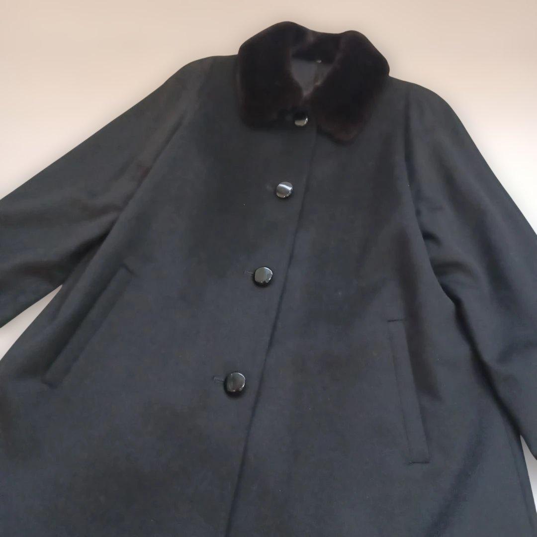 高級カシミヤ100%　ミンク　ファー ロングコート 黒 13AR 冠婚葬祭