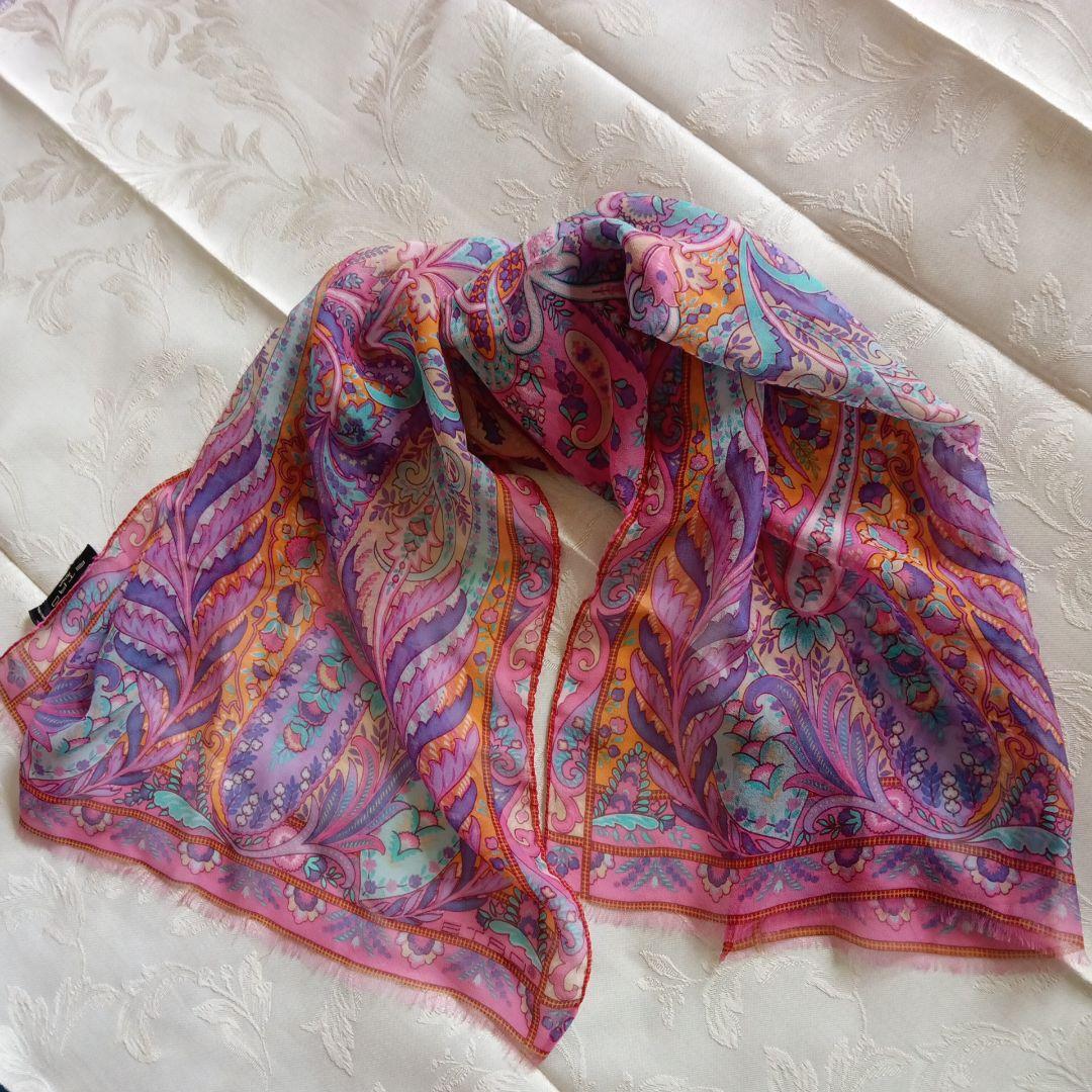 クレア オーダー ETRO ペイズリー柄 シルクストール ピンク系