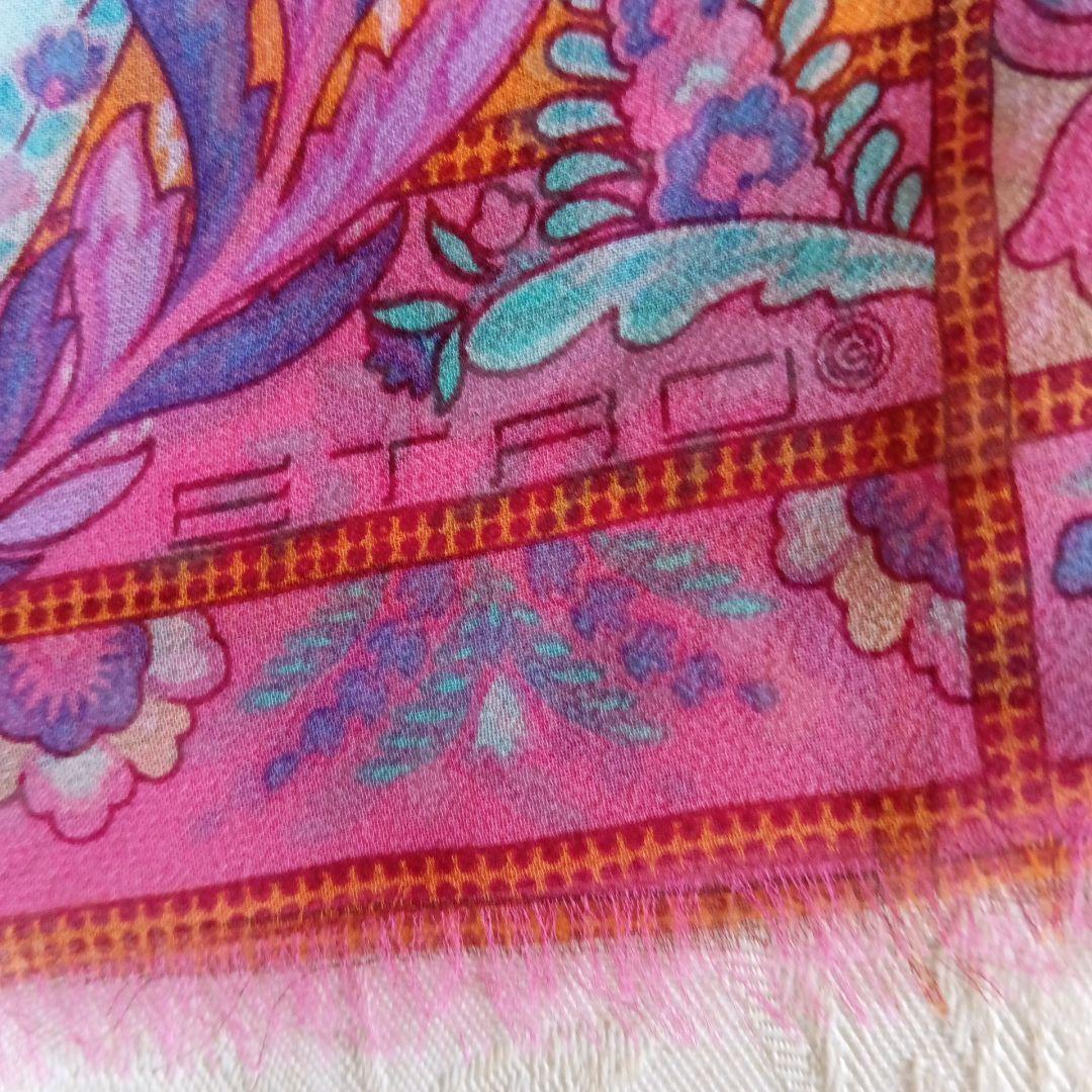 クレア オーダー ETRO ペイズリー柄 シルクストール ピンク系