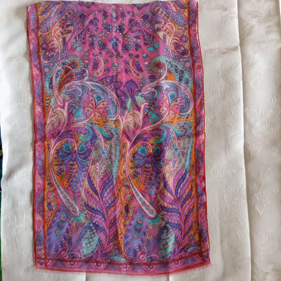 クレア オーダー ETRO ペイズリー柄 シルクストール ピンク系