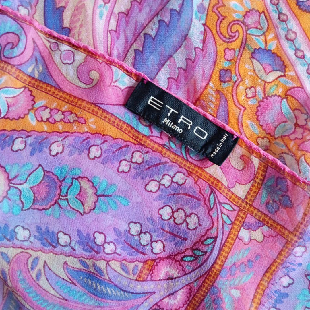 クレア オーダー ETRO ペイズリー柄 シルクストール ピンク系