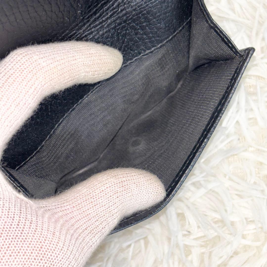 極美品✨グッチ インターロッキング 二つ折り フラップ　レザー シボ革 黒 箱