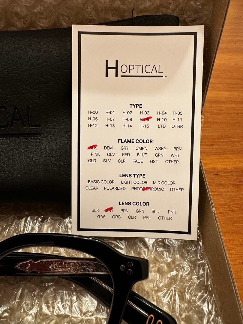 HOPTICAL H-09 BLK-PT.GRY 調光レンズ エイチオプティカル