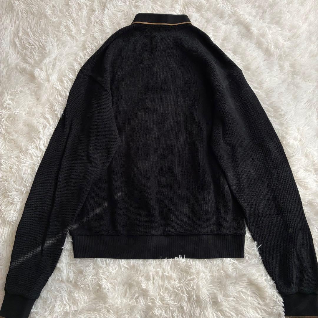 FREDPERRY 別注ワンポイントロゴ刺繍 ロングスリーブポロシャツ ブラック
