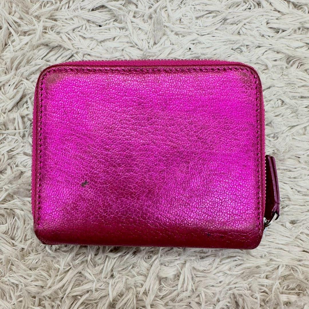 【美品】BALENCIAGA 二つ折り財布 メタリックピンク
