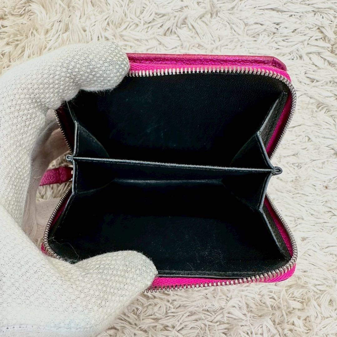 【美品】BALENCIAGA 二つ折り財布 メタリックピンク