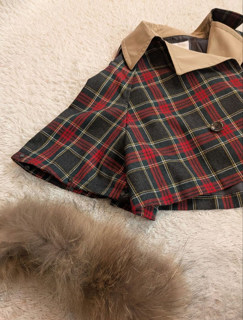 新品❀グレーコンチネンタル　チェック切替3WAYトレンチ　日本製　107800円