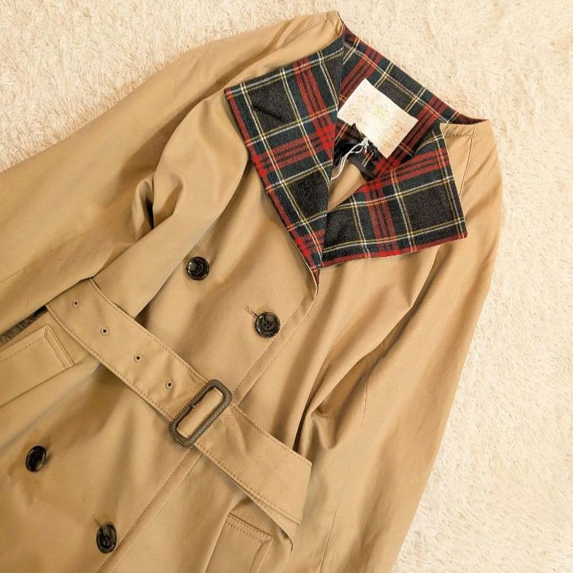 新品❀グレーコンチネンタル　チェック切替3WAYトレンチ　日本製　107800円