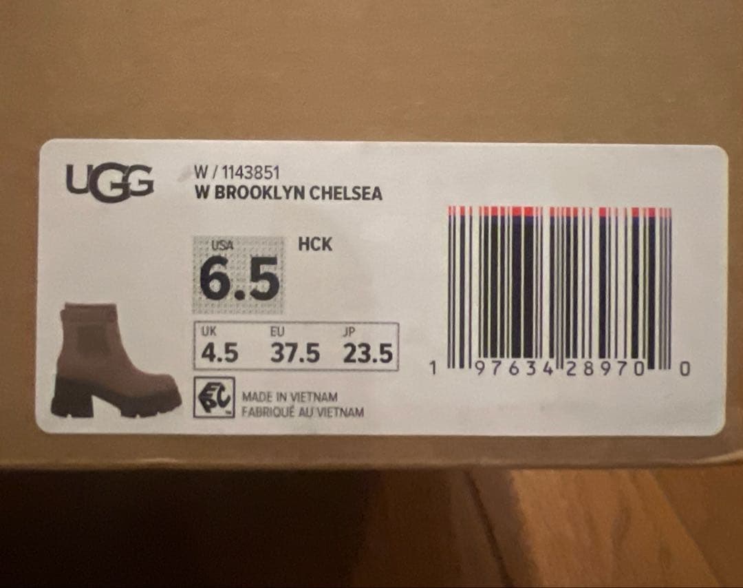 【美品】UGGブルックリンチェルシーブーツ 23.5cm US6.5 ヒッコリー