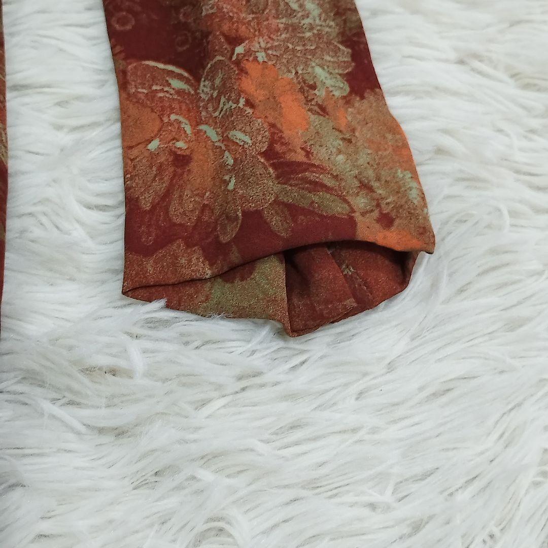 20839✨️クリスチャンディオール 花柄 長袖 シルクドレス ワンピース M