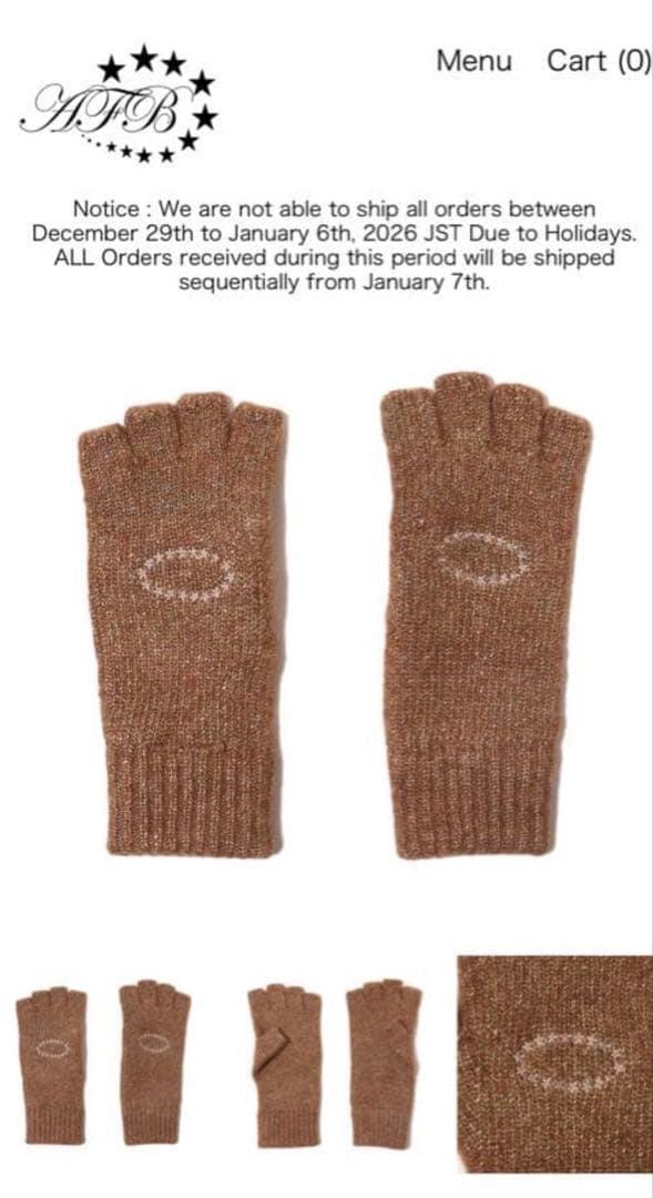 入手困難‼️ AFB STAR GLITTER GLOVE BROWN