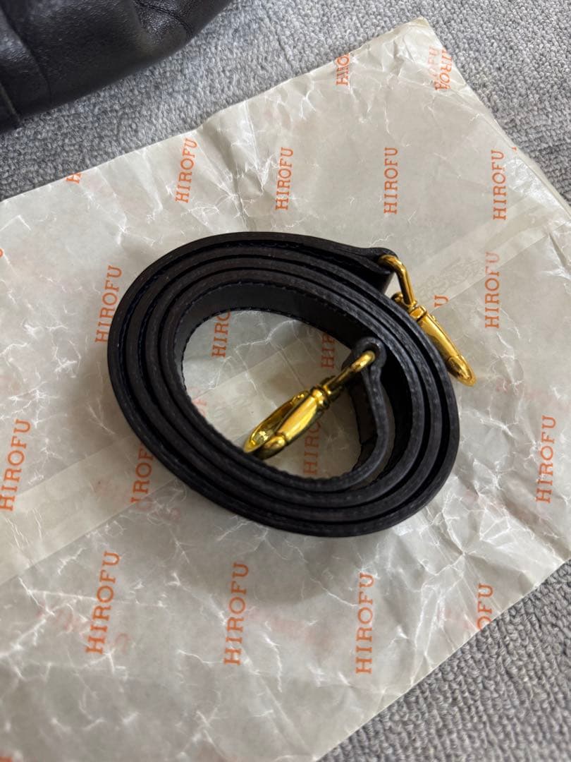 HIROFU ヒロフ ボストンバッグ レザー 革 ブラック ゴールド金具