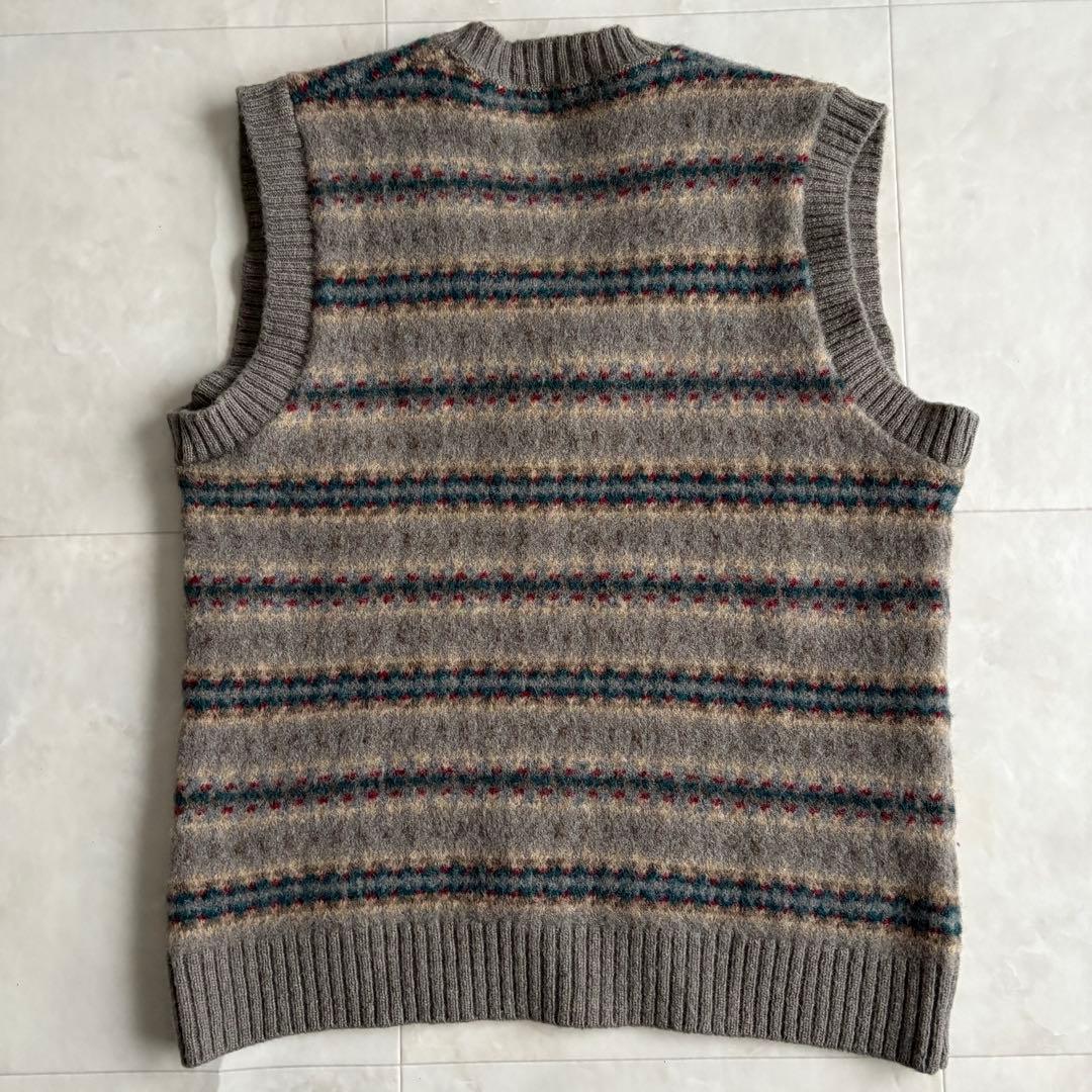 L.L.Bean 英国製シェットランドベスト M グレー系 フェアアイル