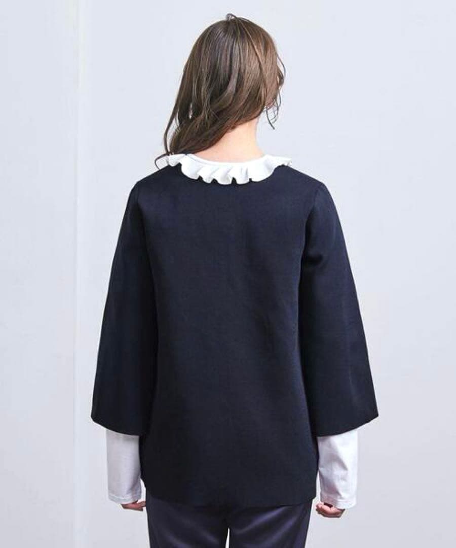 フリルカラー カーディガン ネイビー UNITED ARROWS