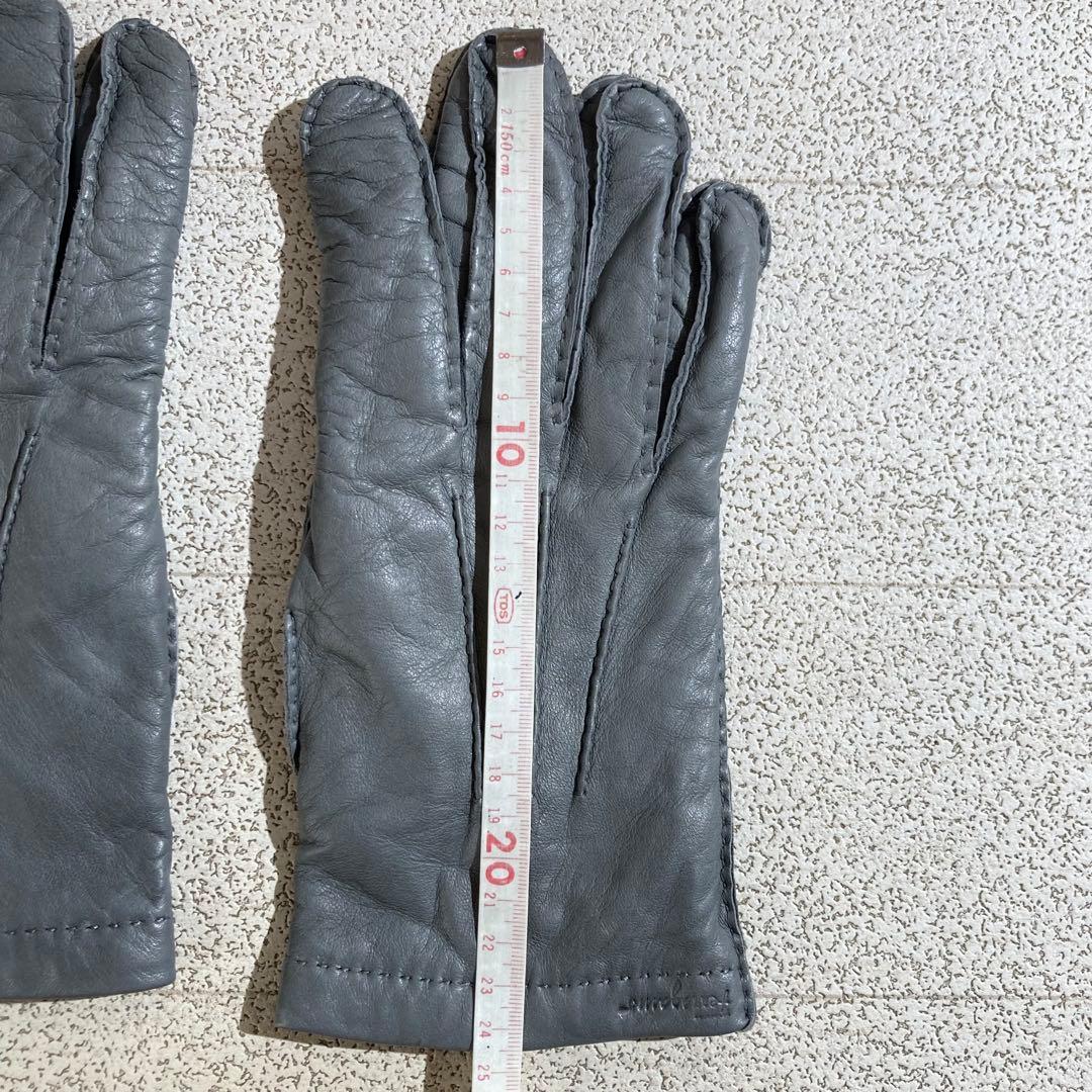 サルバトーレフェラガモ　レザーグローブ　ラムスキン　カシミヤ　グレー　手袋
