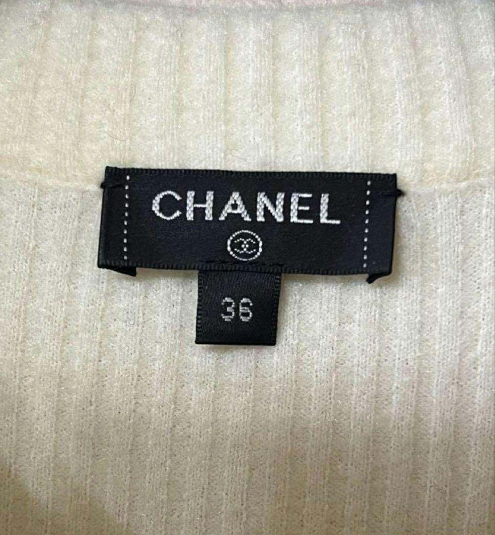 CHANEL バイカラーニットワンピース ココボタン ミニ丈 ブラック×ホワイト