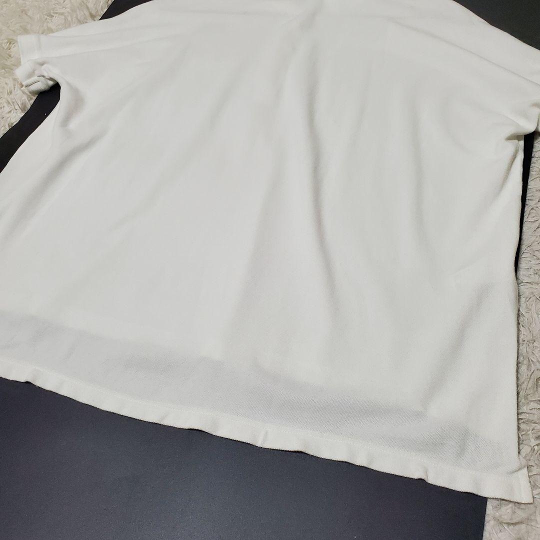 美品 レア LACOSTE ポロシャツ デカワニ ホワイト 貝ボタン M