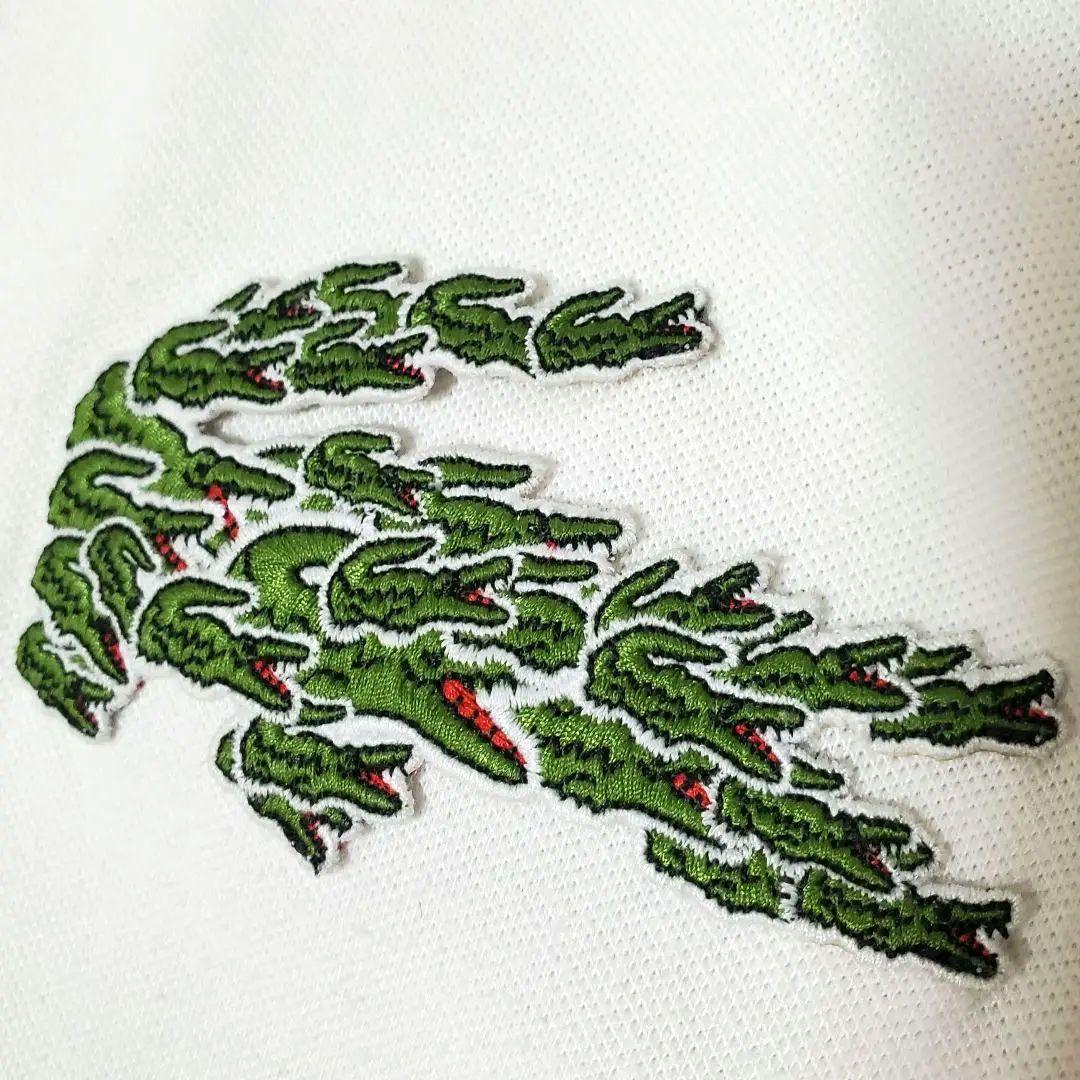 美品 レア LACOSTE ポロシャツ デカワニ ホワイト 貝ボタン M
