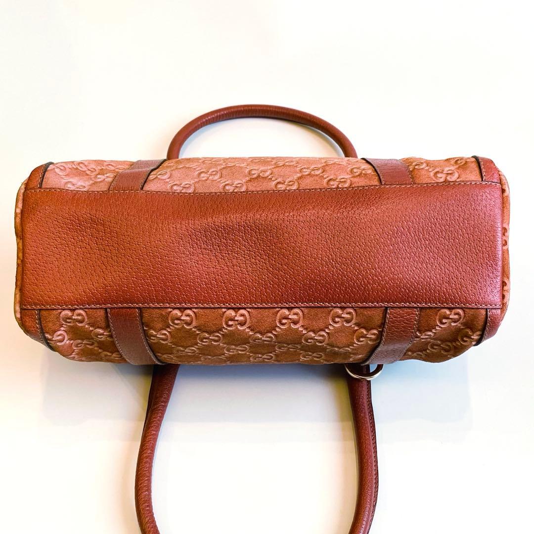 グッチ　GUCCI　ミニボストンバッグ　ハンドバッグ　gg柄　スウェード