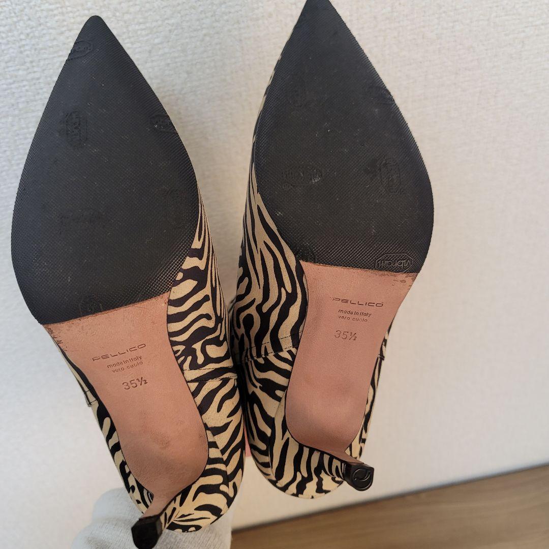 【美品】ペリーコ　ショートブーツ　ゼブラ柄プリント　35.5　8㌢ヒール