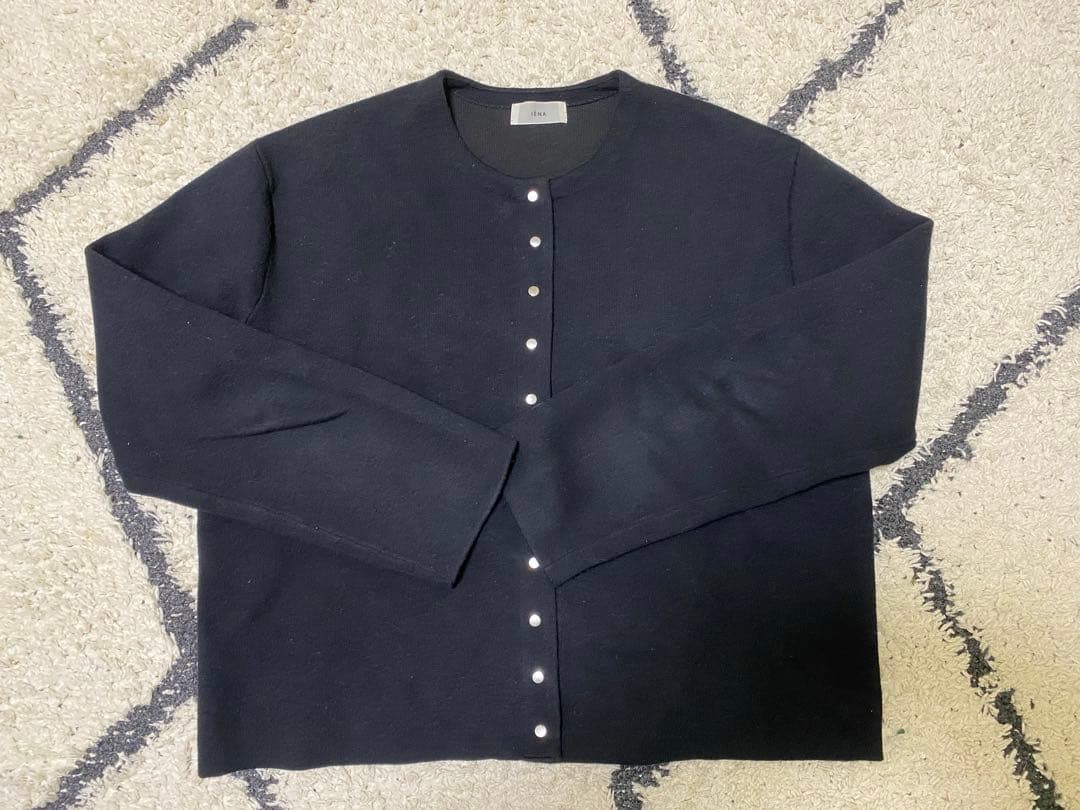 IENA ダブルフェイススナップカーディガン 黒