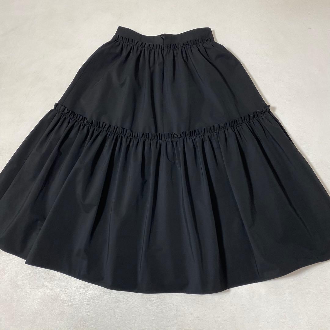 美品 M-premier BLACK ギャザーフリル切替フレアスカート