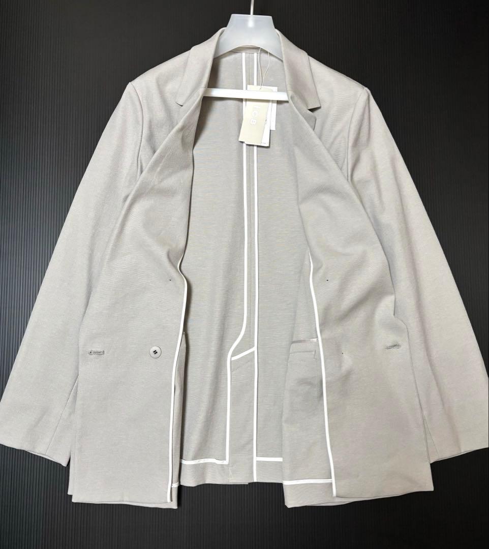 新品【iCB】リネン　ダブル　ブレスト　ジャケット　大きいサイズ　5L グレー