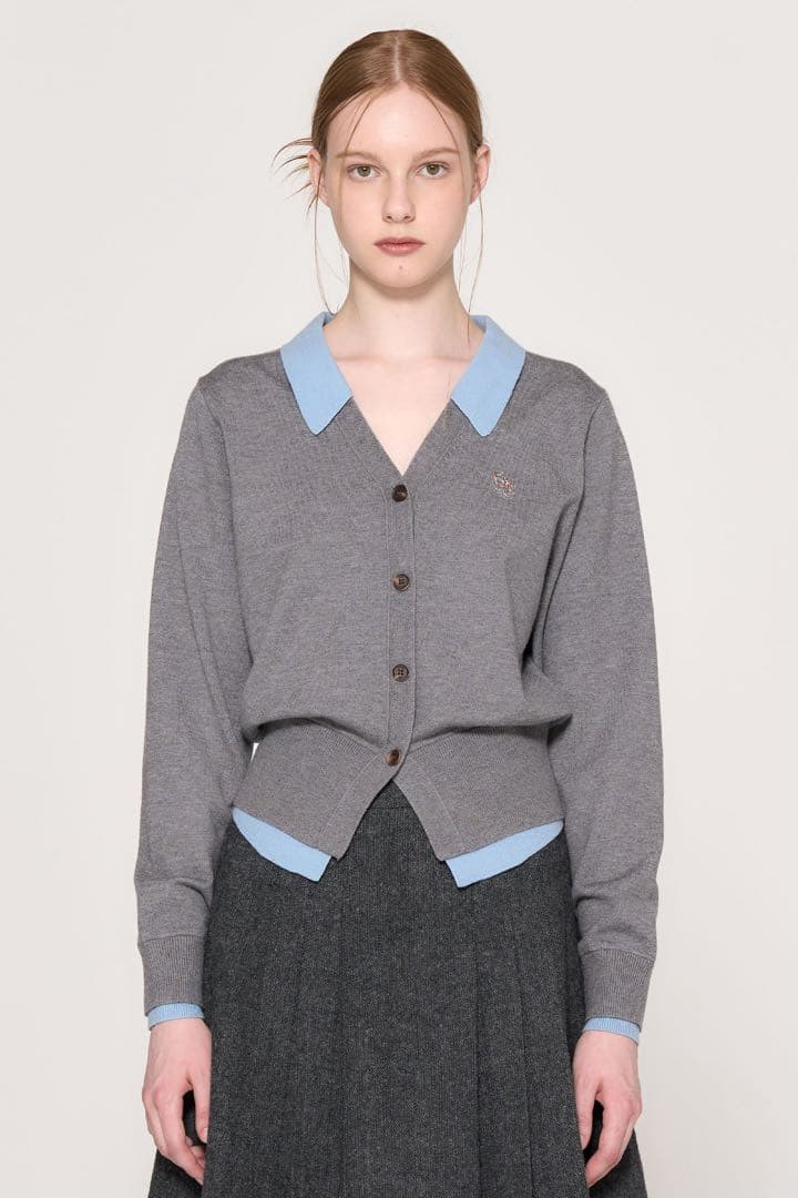 GENERAL IDEA WOMAN シャツレイヤード風ニットカーディガン M