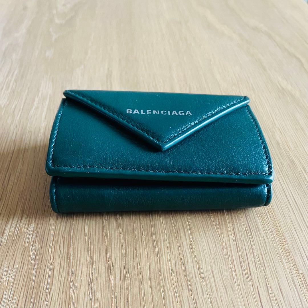 【ほぼ未使用】BALENCIAGA 三つ折り財布 ダークグリーン