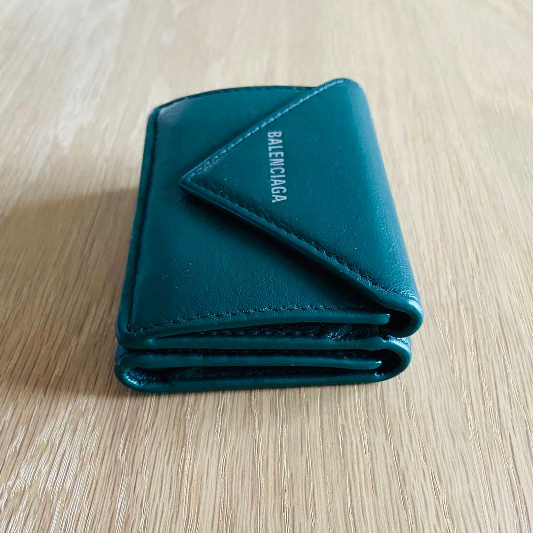 【ほぼ未使用】BALENCIAGA 三つ折り財布 ダークグリーン