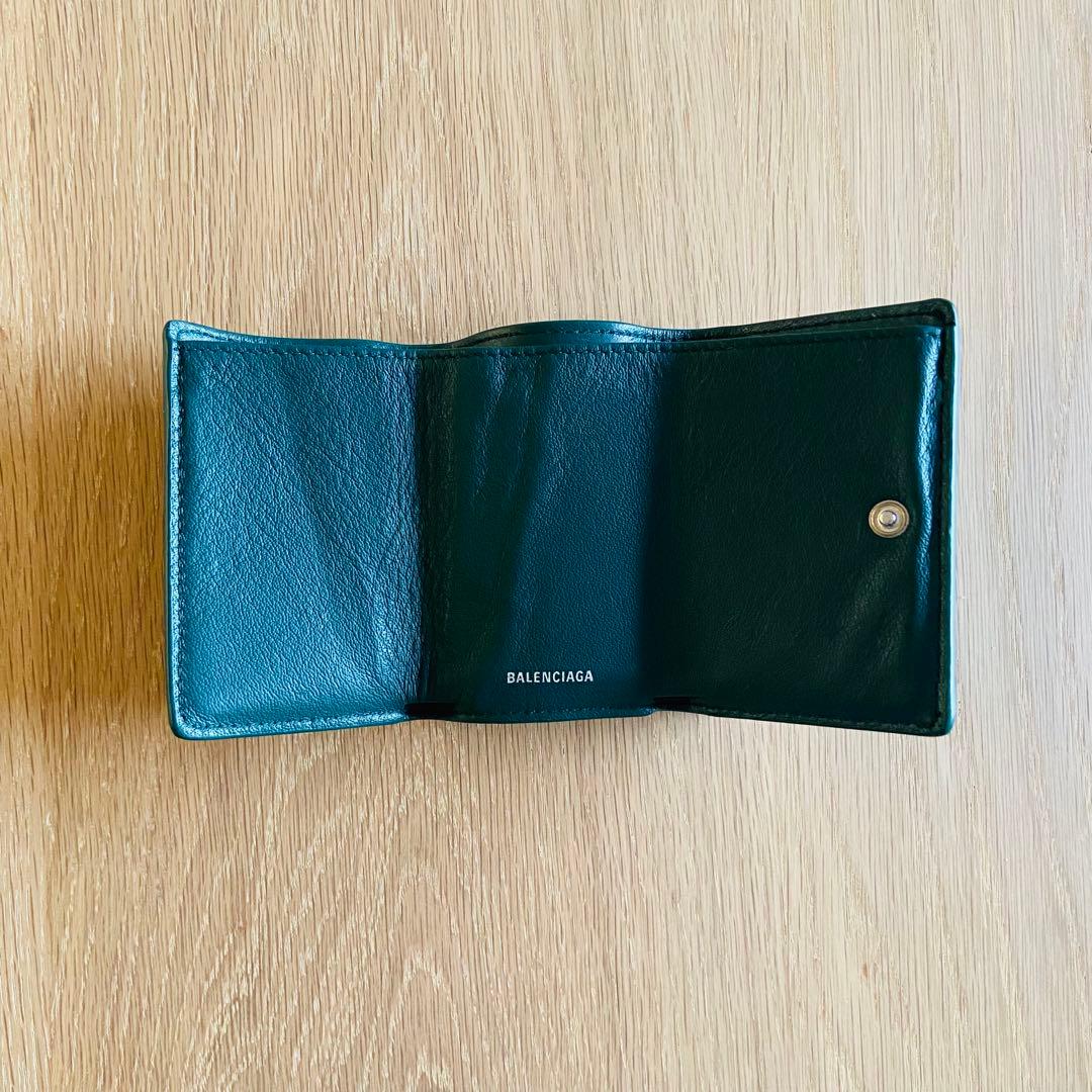 【ほぼ未使用】BALENCIAGA 三つ折り財布 ダークグリーン