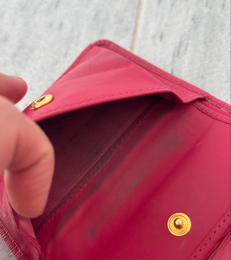 PRADA プラダ ピンク 三つ折り財布 サフィアーノ ロゴ 金 ゴールド