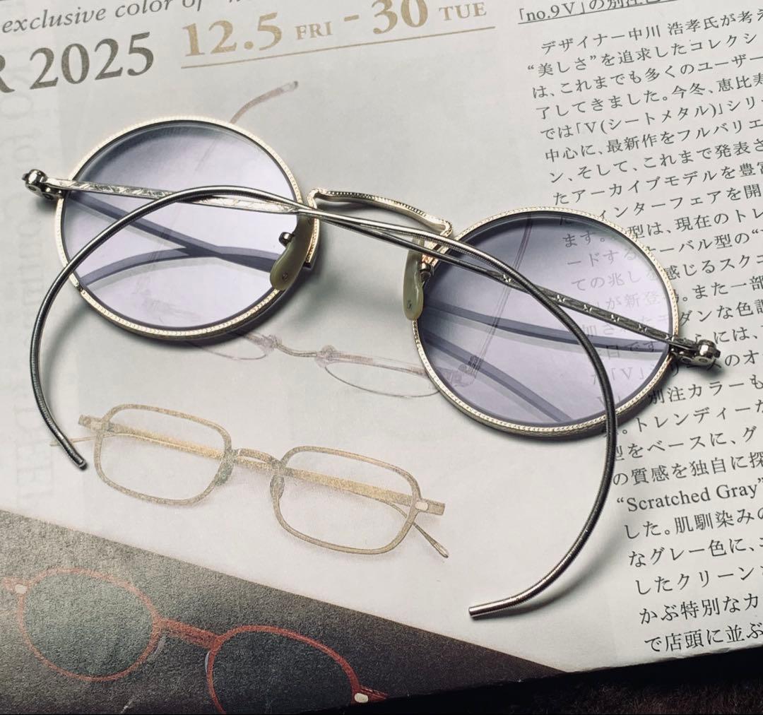30s？〜vintage 彫刻美しい粋な丸眼鏡　縄手タイプ　替えレンズ付