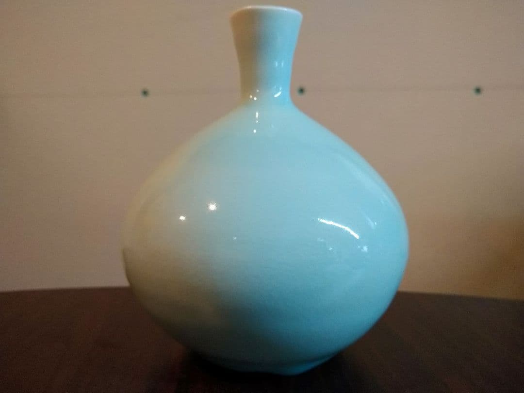 未使用保管品 高麗陶房 宮岡 英夫 青白磁 一輪生け 花器 生け花 茶道具 共箱