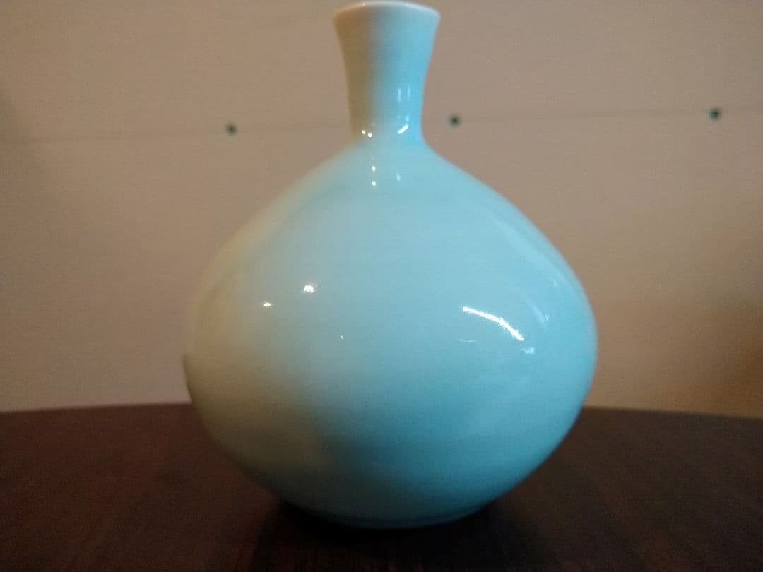 未使用保管品 高麗陶房 宮岡 英夫 青白磁 一輪生け 花器 生け花 茶道具 共箱