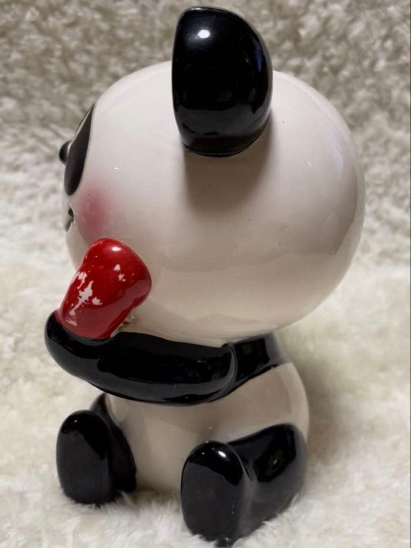 昭和レトロ　内藤ルネ♡赤電話パンダ貯金箱　当時物　陶器　ヴィンテージ