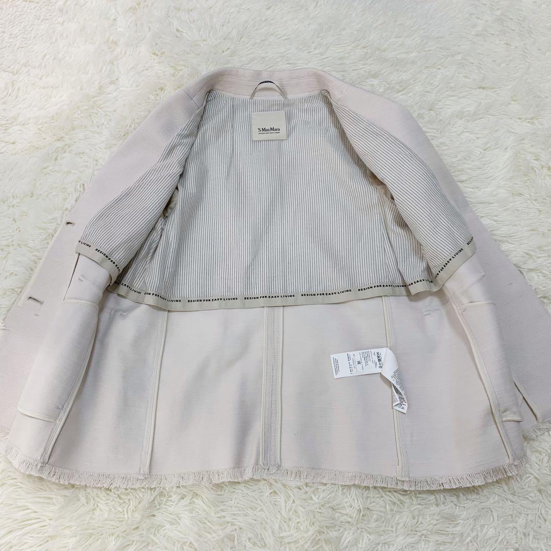 'S Max Mara コットン リネン フリンジ ジャケット シルク袖裏地