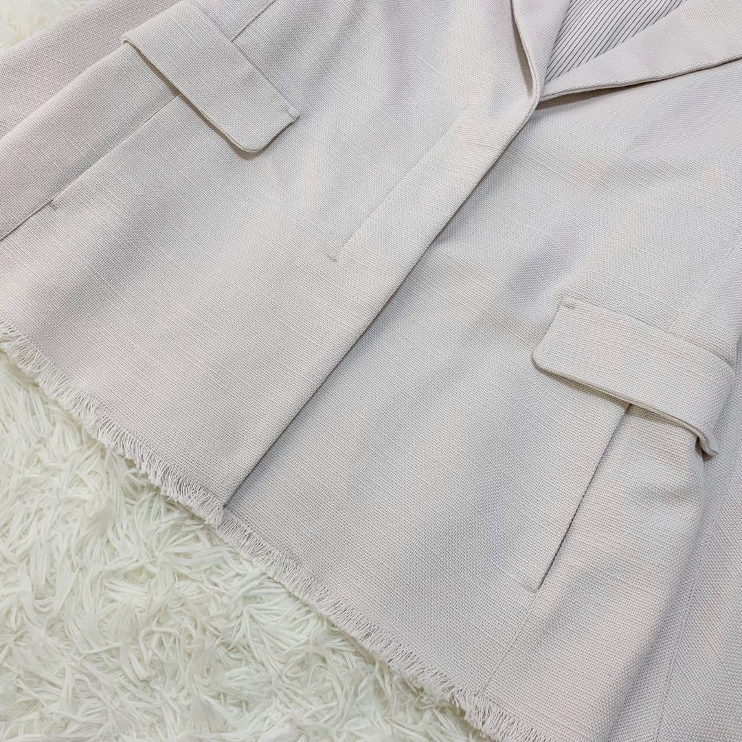 'S Max Mara コットン リネン フリンジ ジャケット シルク袖裏地