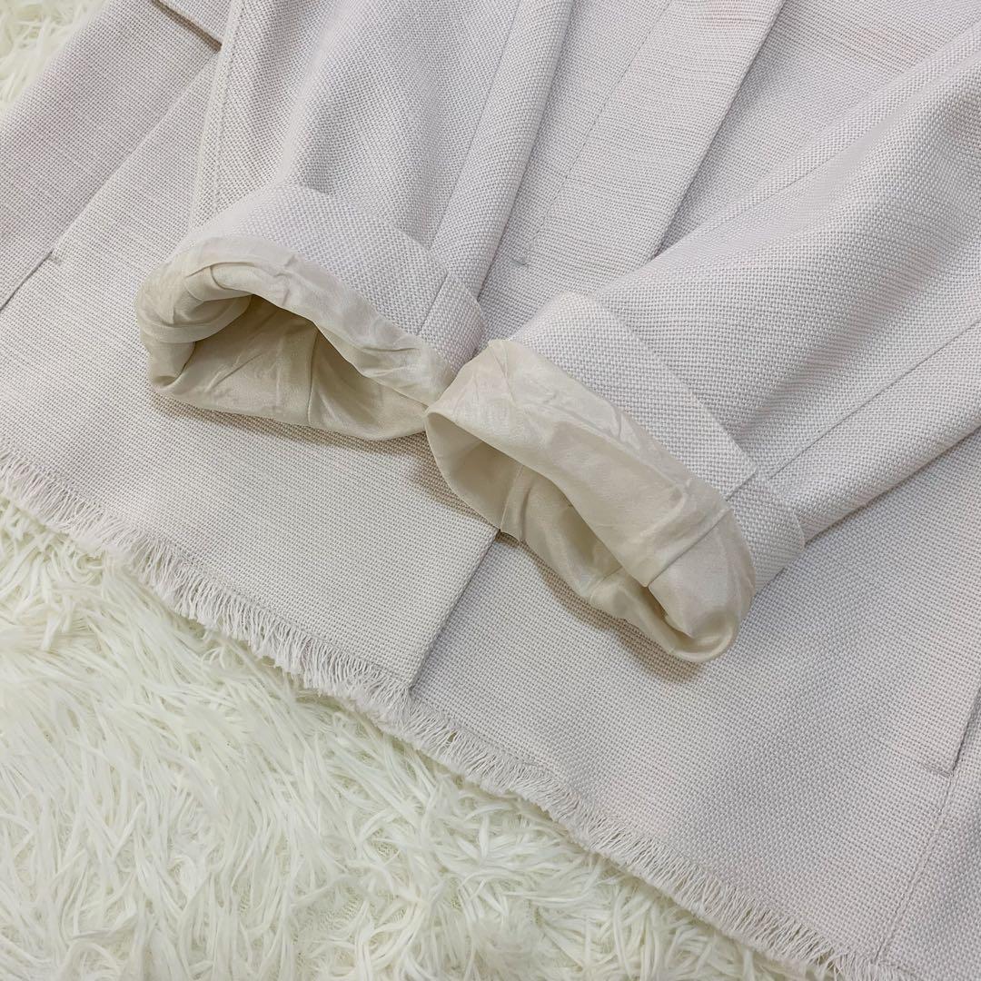 'S Max Mara コットン リネン フリンジ ジャケット シルク袖裏地