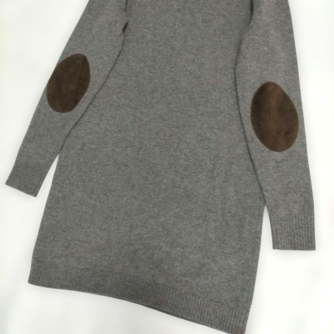 新品✨ポロラルフローレン ニットワンピース エルボーパッチ カシミヤ グレー S