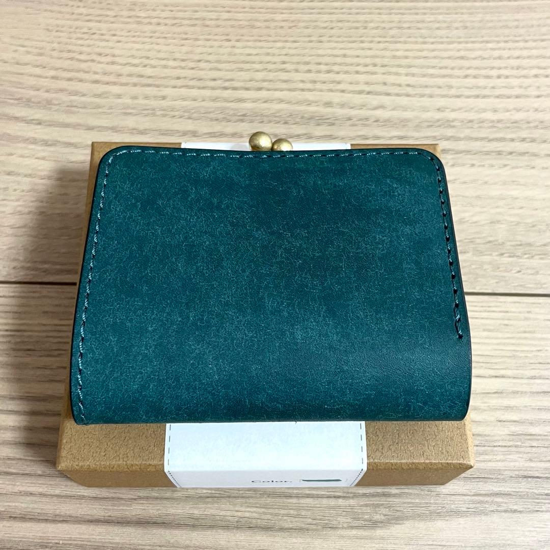 未使用/HANARE 財布　小さいがま口　ペトローリオ　イタリアンレザー