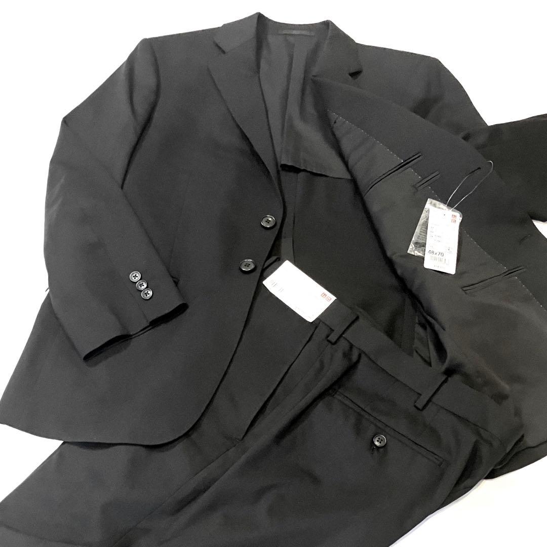 ⭐️未使用 タグ付UNIQLO ストレッチウール スーツ セットアップ ブラック