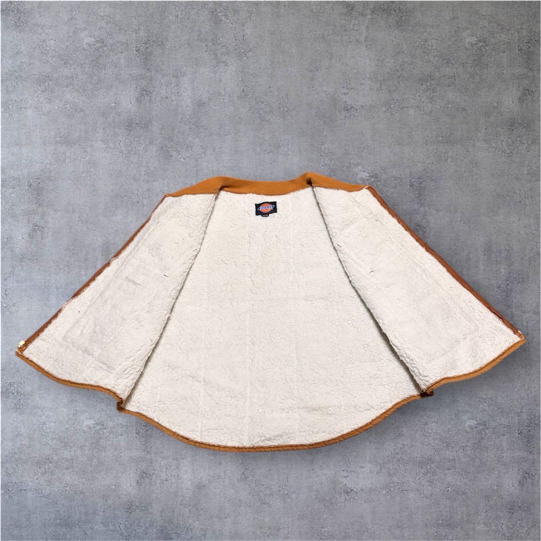 DickiesディッキーズXLダック地ワークベスト裏ボア キャメル